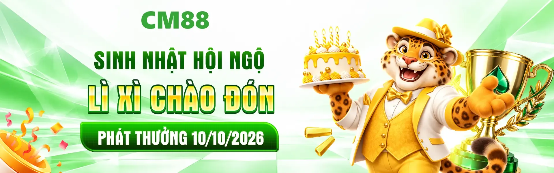 2. Mừng sinh nhật CM88, hàng loạt quà tặng đặc biệt đang được dành tặng cộng đồng hội viên. Đăng ký tài khoản ngay để cập nhật chương trình và đón nhận ưu đãi.